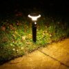 Auraglow Wireless Battery Powered Outdoor PIR Motion Sensor Activated Modern LED Weatherproof Garden Path Spike Lights – Twin Pack