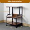 HAIRIESIS 3 Tier Printer Stand with Wheels Printer Desk, Multipurpose Office and Home Storage Rack, Removable and Fixed Printer Stand for Fax Mac
