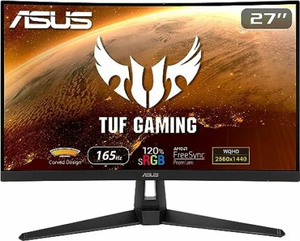 ASUS TUF Gaming VG27WQ1B Curved Gaming Monitor 27 Inch WQHD (2560x1440), 165Hz(Above 144Hz), Extreme Low Motion Blur , Adaptive-sync, FreeSync Pr