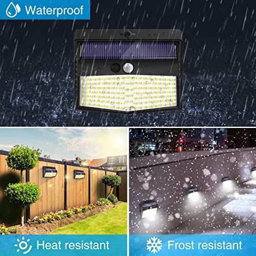 4 Packs Solar Security Lights Outdoor Motion Sensor, 138 LED Solar Fence Lights With 3 Modes, IP65 Waterproof Solar Lights Outdoor, Solar Wall Li