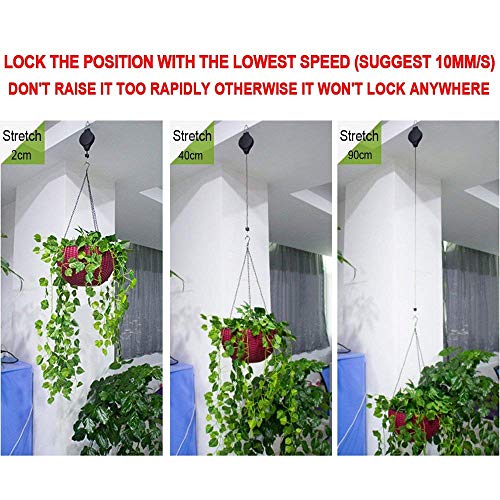 kuou 2 Pieces Plant Pulley, Hanging Basket Pulley Retractable Plant Hanger Heavy Duty Plant Pulley Hook for Garden Hanging Baskets and Birds Feed