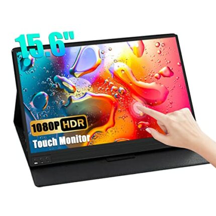 ZEUSLAP 15.6 Inch Touch Screen Portable Monitor, 1080P Second External Travel Touchscreen Portable USB-C Computer Monitor with Case & Speakers fo