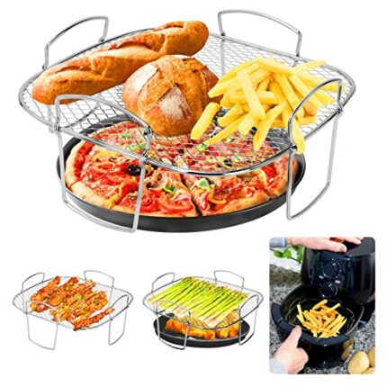 Augot Air Fryer Racks, Square Air Fryer Basket Stainless Steel Air Fryer Grill Air Fryer Food Dehydrator Rack Air Fryer Accessories for Cosori Ni