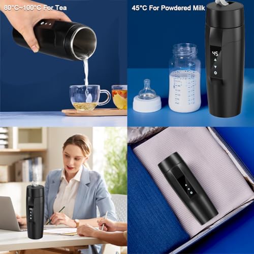 Portable Electric Kettle, 300w Mini Water Heating Cup, 350 Ml Car Heating Cup, Tea Kettle304 Stainless Steel Inner Liner With Automatic Shut Off