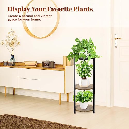 JC-Houser 3 Tier Tall Plant Stands Indoor, 35 Inch Metal Corner Plant Shelf, Modern Flower Pot Stand Holder Planter Display Rack for Living Room