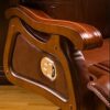 DLOETT Genuine Leather Home Solid Wood Swivel Chair Office Reclining Executive Chair Computer Mini Massage Chair (Color : Rosso)