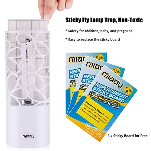 Miady Indoor Insect Sticky Trap, UV Fly Killer Light, Non-Zapper Trap for Effective Control Flying Bug, Fruit Fly, and Gnat in the Home, Includin