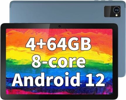 Tibuta WiFi Tablet Android 12, Tablet 10.1 Inch 4GB RAM 64GB ROM, Expandable to 128GB, 800 * 1280 IPS Touch Screen, MTK Octa-Core 2.0GHz, 8MP+5MP
