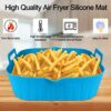 2Pcs Air Fryer Silicone Liner Pot Reusable Air Fryer Basket Heat Resistant Non-Stick Food Tray Mats Bowl with Handle 8" Baking Pan for Kitchen Ai