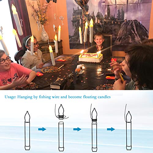 Raycare 12PCS LED Taper Candle Lights, Harry Potter Floating Candles, Flameless Battery Operated Window Candles for Valentine's Day Party Decorat