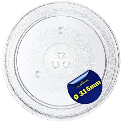 Universal Glass Microwave Plate Ø 31,5 cm - Made of Resistant Glass and With 3 Fixings - Suitable for all Microwave Models with a 315 mm Turntabl