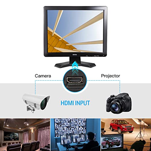 BHVNA 15 inch Multifunction LED Monitor Small TV with HDMI AV BNC VGA USB Input Support Surveillance Camera Display CCTV PC Monitor 1024x768 Buil