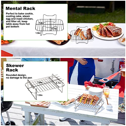 Silicone Air Fryer Liner, 7PCS Air Fryer Accessories for Ninja Dual AF400UK &Tower T17088&AF300UK, 8.46inch Reusable Air Fryer Liners & Gloves &