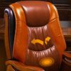 DLOETT Genuine Leather Home Solid Wood Swivel Chair Office Reclining Executive Chair Computer Mini Massage Chair (Color : Rosso)