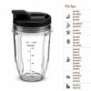 18oz Blender Cups with Sip & Seal Lids, Ninja Blender Replacement Parts Compatible with BL480, BL490, BL640, BL680 for Nutri Ninja Auto IQ Series