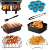 Apluskis Dual Air Fryer Accessories with Air Fryer Silicone Liners, 7 PCS Double Basket AirFryer Accessory Set for Ninja AF300UK AF400UK, Tower T