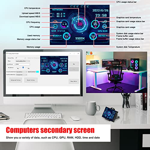 mingqian 3.5 Inch IPS LCD Monitor Display Computers Monitor CPU GPU Monitoring Sub-Screen Support Wins Linux System