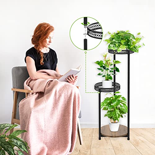 KAZITOO 3 Tier Metal Plant Stand Pot Stand Indoor Outdoor, 76cm Corner Plant Holder Plant Shelf for Flower Pots, Modern Plant Holder Display Rack