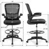SDFGH Drafting Chair Tall Office Chair Adjustable Height w/Lumbar Support Flip Up Arms