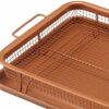 SASHTECH Copper Baking Tray – Non-Stick Crisper – Oven Tray – 360° Air Circulation Fryer – Heat Resistant – Air Fry in Your Oven – 2pcs Set, Fryi