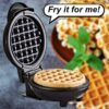 Black Round Mini Waffle Maker: YOYIAG Waffle Iron Machine with Silicone Clip Black Round Mini Waffle Maker Breakfast Machine, Non-Stick Waffle Ma