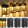【4 Pack 】 Solar Fence Lights Outdoor Garden, Solar Wall Lights Outdoor Waterproof Solar Lights Outdoor Garden LED Solar Powered Wall Lights for F