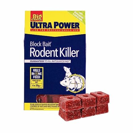 The Big Cheese Ultra Power Rat Poison (6 x 20 g) - Rodent Killer, Rat Poisoning Blocks, Red