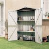 LUKEO Garden Shed Brown 107.5x46x183 cm Galvanised Steel Outdoor Storage Space