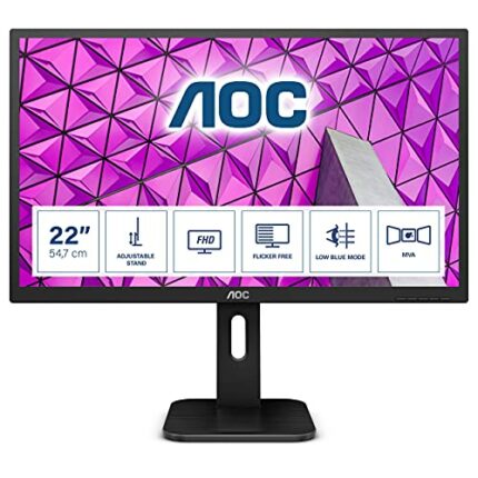 AOC 22P1 - 22 Inch FHD Monitor, 60Hz, 2ms, MVA, USB Hub, Speakers, FlickerFree, Low Blue light (1920x1080 @ 60Hz, 250cd/m², HDMI/VGA/DVI/DP/USB 3