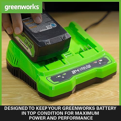 Greenworks 24V Dual Slot Charger. Universal 24V Battery Charger for Garden and Power Tools. Charges 4Ah Battery in 60 Mins. Original Greenworks C