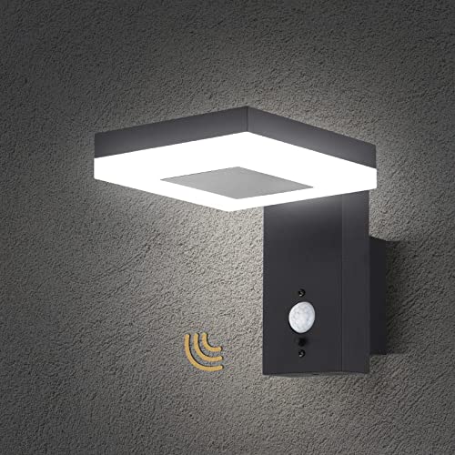 TJCoLUX Outdoor Solar Wall Light with Motion Sensor, IP44 Waterproof Exterior Aluminum Light Fixture Wall Mount Sconce for Garden, Yard, Porch, P
