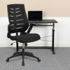 Flash Furniture High Back Designer Mesh Executive Swivel Ergonomic Office Chair with Height Adjustable Flip-Up Arms, Metal, Black, Set of 1