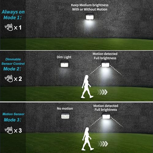 Fratink Solar Security Lights, 158 LED Solar Motion Sensor Lights, 3 Modes Solar Lights Outdoor Garden, IP65 Waterproof PIR Wall Lights Solar Pow