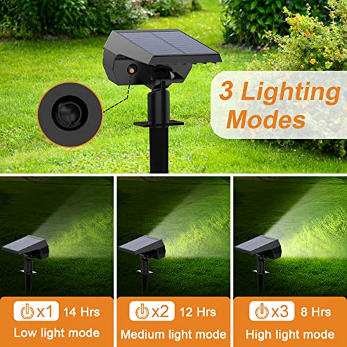 Flaow Solar Garden Lights, 52 LED Solar Spot Lights Outdoor, 6500K Cool White Solar Powered Garden Lights Waterproof, Dusk-to-Dawn, Solar Landsca