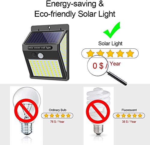 Gute Upgraded Solar Lights Outdoor,144 LED Solar Wall Lights Outdoor,IP65 Waterproof Solar Motion Sensor Security Lights With120°Wide Solar Power