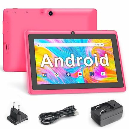 Haehne 7 Inch Tablet PC, Android 5.0 Quad Core A33, 1GB RAM 8GB ROM, Dual Cameras, Capacitive Touch Screen, Bluetooth, WiFi,Pink