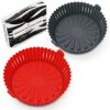 WAFE Reusable Silicone Air Fryer Liner - Easy to Clean Non-Stick Basket w/Bevelled Edges & Drain Channel - Kitchen Cooking Pot Accessories, Heat