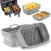 2PCS Silicone Air Fryer Liner for Ninja Dual Air Fryer ,Foldable and Reusable Air Fryer Silicone Pot Ninja Air Fryer Accessories, Heat Resistant