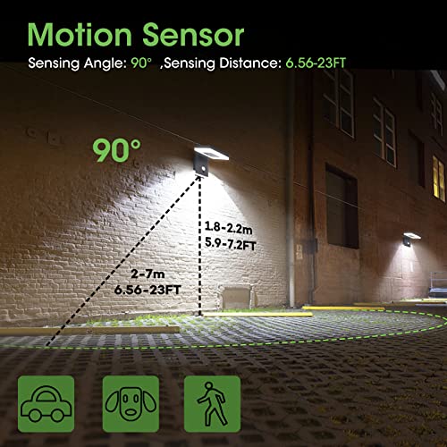 TJCoLUX Outdoor Solar Wall Light with Motion Sensor, IP44 Waterproof Exterior Aluminum Light Fixture Wall Mount Sconce for Garden, Yard, Porch, P