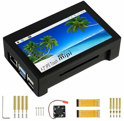 4.3inch DSI LCD with Case for Raspberry Pi 4B, 800 x 480 Capacitive Touch Display IPS Screen View Viewing Angle, Supports Ubuntu/Kali / WIN10 IoT