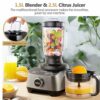 Tiastar 1300W Multifunctional Food Processor - Mixer, Crusher, Grinder, Citrus Juicer, 3.5L Bowl, 1.5 L Blender, Simple Operation for Blending, D