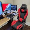 Mainwin Gaming, Computer footrest,Ergonomic Office, Racing Chair with headrest and Lumbar, Red&Black, can Support 150kg