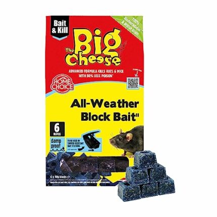 The Big Cheese Rat and Mouse Poison (6 x 10 g) - Rodent Killer, Rat Poisoning All Weather Bait Blocks