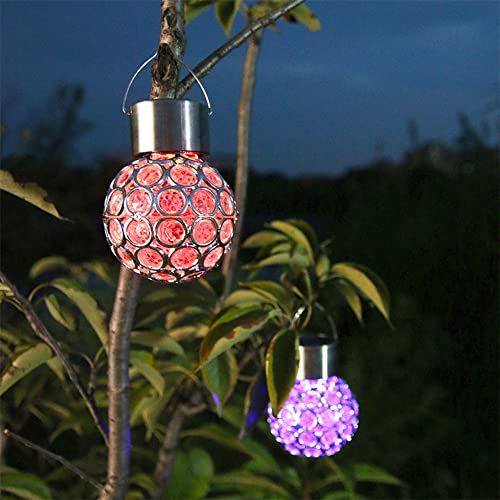 4 Pack Hanging Solar Lights Outdoor, Decorative Ball Lights Waterproof Solar Lanterns with Handle for Garden, Walkway, Tree, or Holiday Decoratio