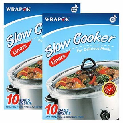 WRAPOK Small Slow Cooker Liners Kitchen Disposable Cooking Bags BPA Free for Oval or Round Pot, Size 11 x 16 Inch, Fits 1 to 3 Quarts - 2 Pack (2