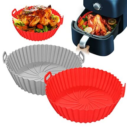 Closhion 2Pcs Air Fryer Silicone Pot,Reusable Air Fryer Silicone Basket, Air Fryer Accessories, Air Fryer Silicone Liner Replacement of Parchment