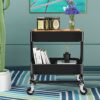 aasdf 2 Tier Rolling Cart Metal Utility Cart Easy Assemble Utility Serving Cart Sturdy Storage for Classroom Office Home Bedroom Bathroom,A2