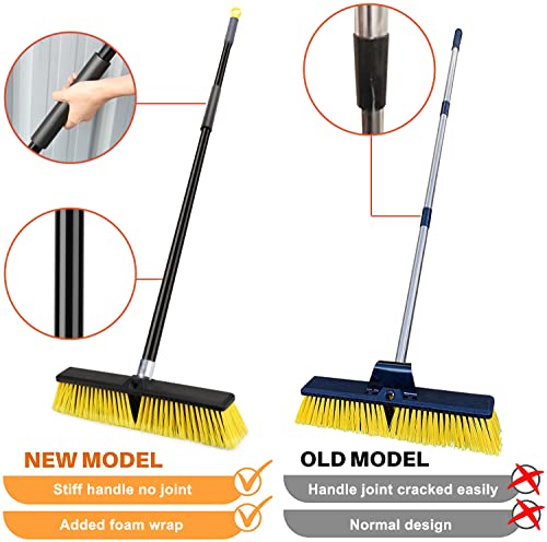 Garden Broom Outdoor Heavy Duty,Telescopic Long Handle with Stiff Bristles Concrete Brooms Floor Brush for Cleaning Scrubbing Driveway Yard Tile