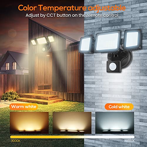 ALUSSO Security Lights Outdoor Motion Sensor, 30W 2400LM 3000K-6500K Outdoor Lights Floodlights Remote Control, IP65 Waterproof PIR Lights Outdoo