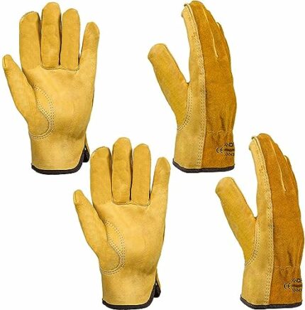 Xndryan Gardening Gloves Thorn Proof, 2 Pairs Heavy Duty Garden Gloves for Men Women, Breathable and Comfortable, Durable Leather Safety Working